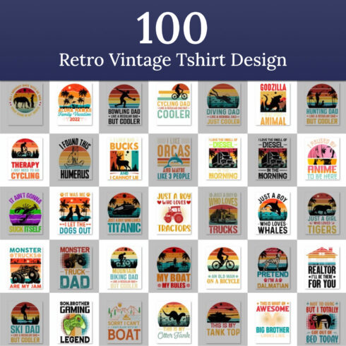100 retro vintage tshirt design.