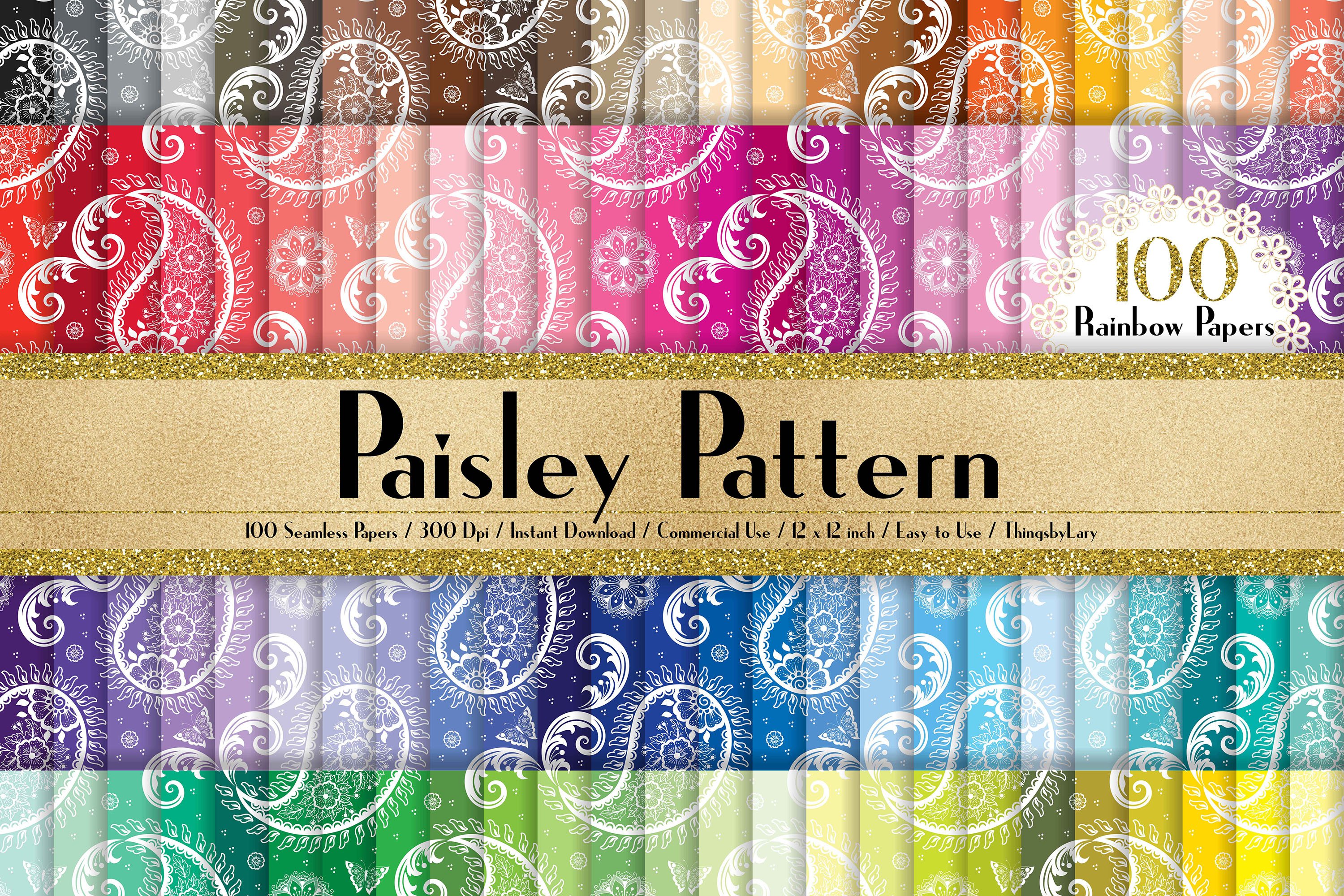 100 Rainbow Papers Paisley Pattern.