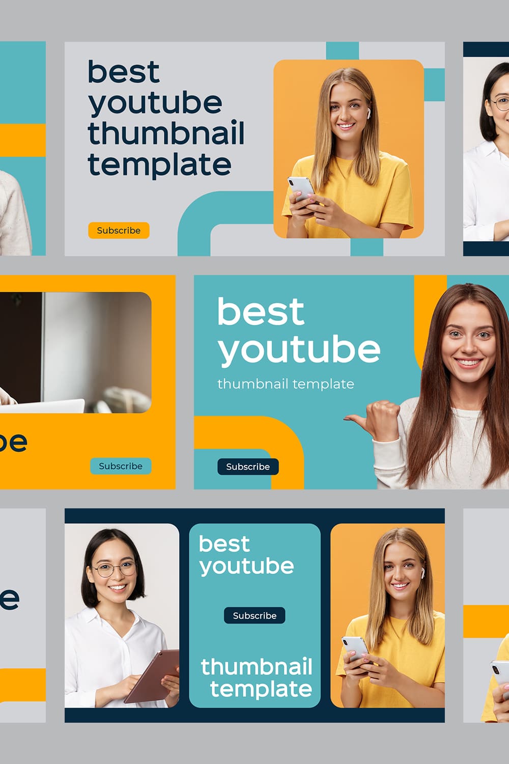 Turquoise and yellow template in a minimalistic style will perfect for your youtube.