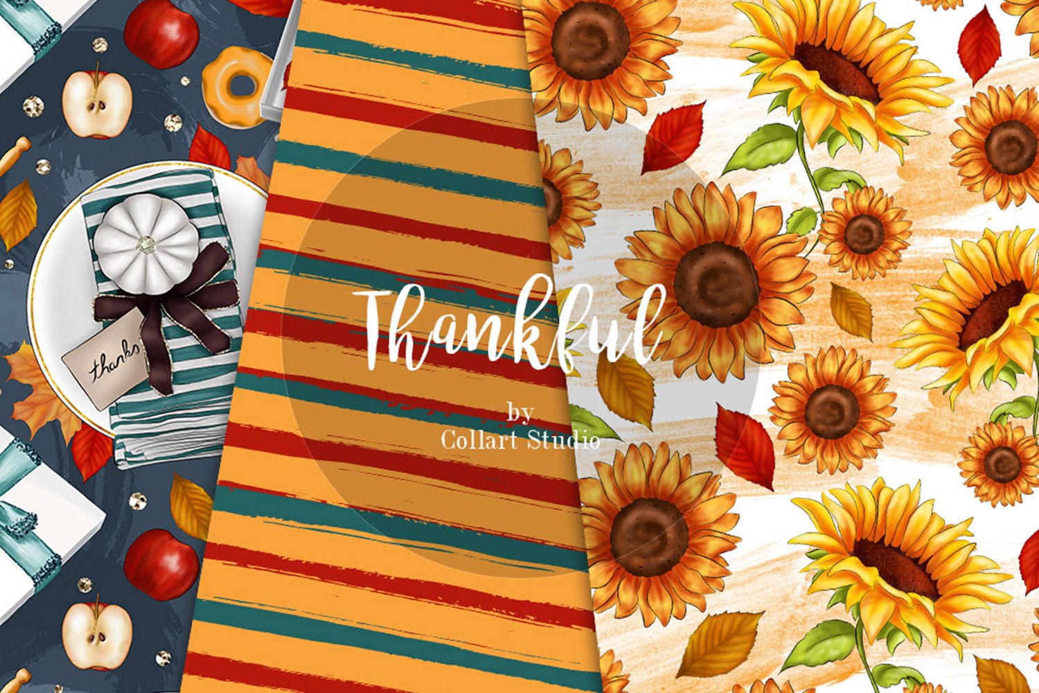 Cool fall textures with lines and autumn flowers.