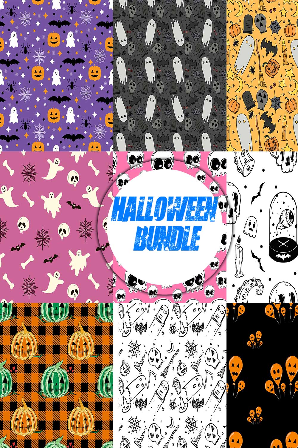 Halloween Seamless Pattern Bundle Pinterest image.