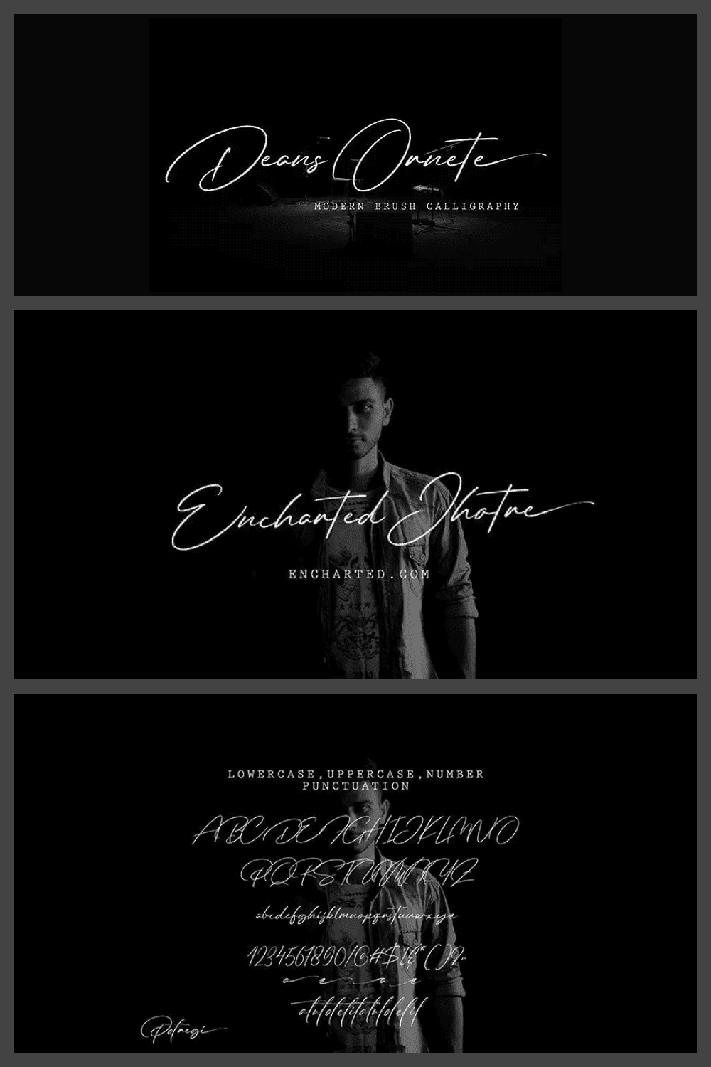 White handwritten font in italics on a black background.