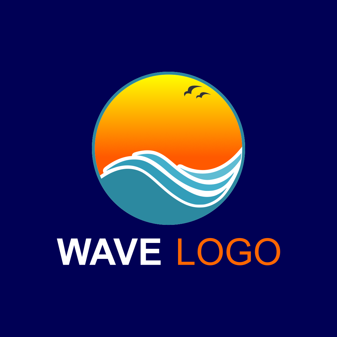 Waves Elegant Logo Design Template preview image.