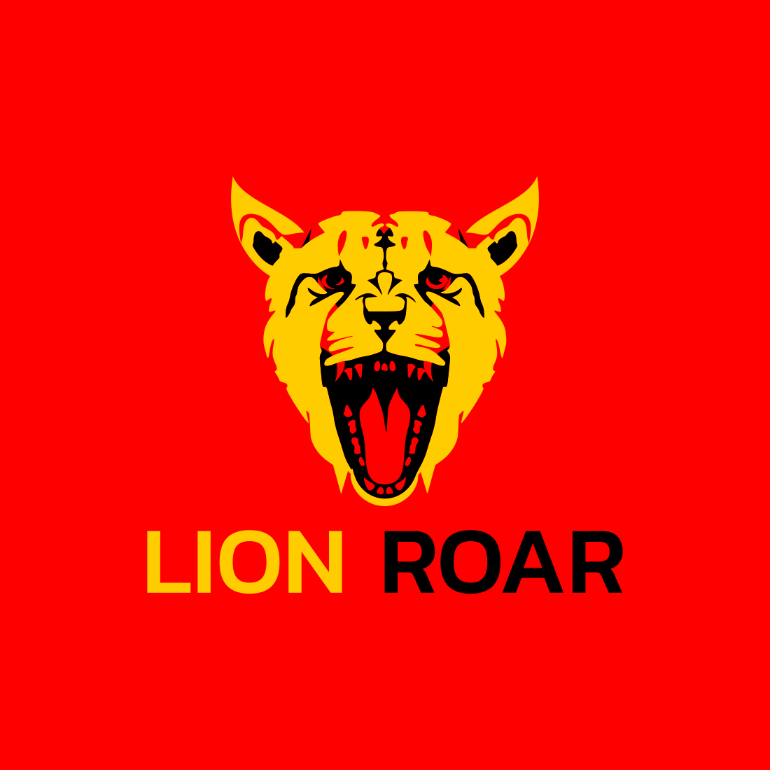 Roaring Lion Logo Design Template preview image.