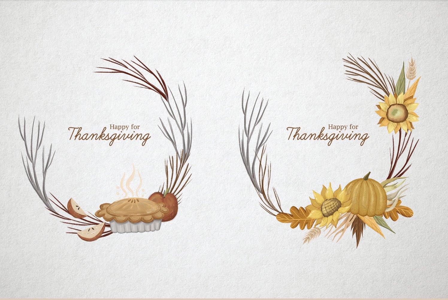 Two autumn wreathes in a minimalistic style.