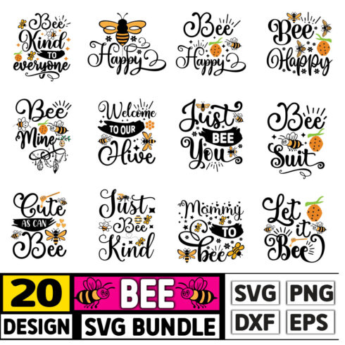 Bee Quotes SVG Design Bundle cover mage.