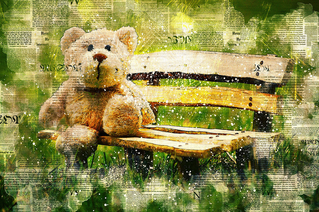 Teddy Bear in the Park Graphics with Text Style Preview image.