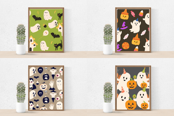 Four posters with the cool and funny ghosts.