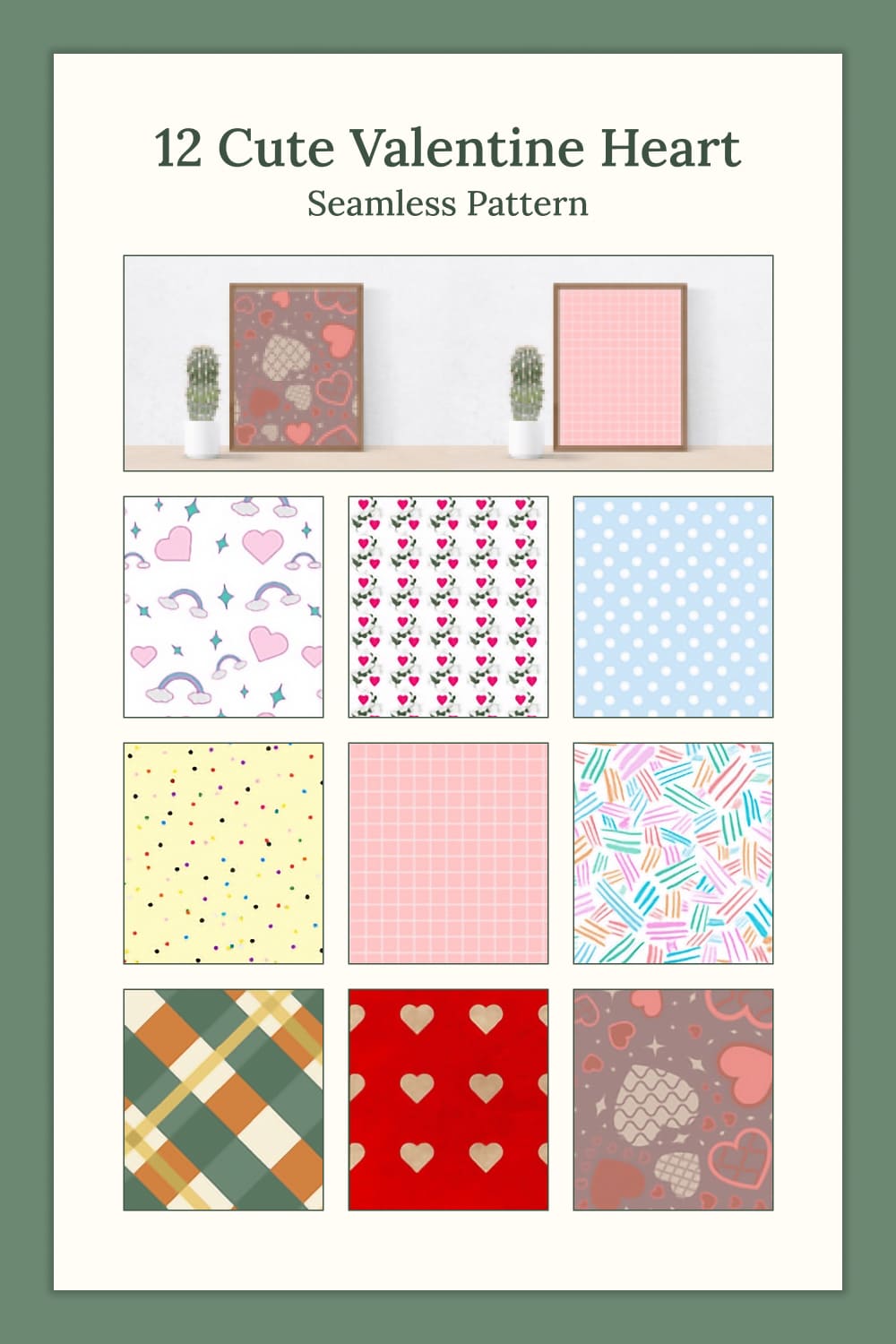 12 Cute Valentine Heart Seamless Pattern - Pinterest.