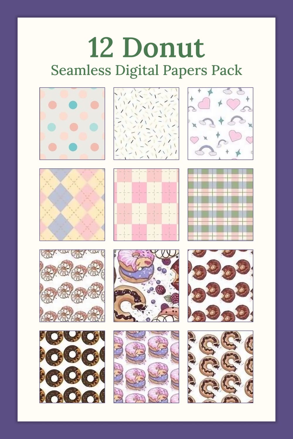 12 Donut Seamless Digital Papers Pack - Pinterest.