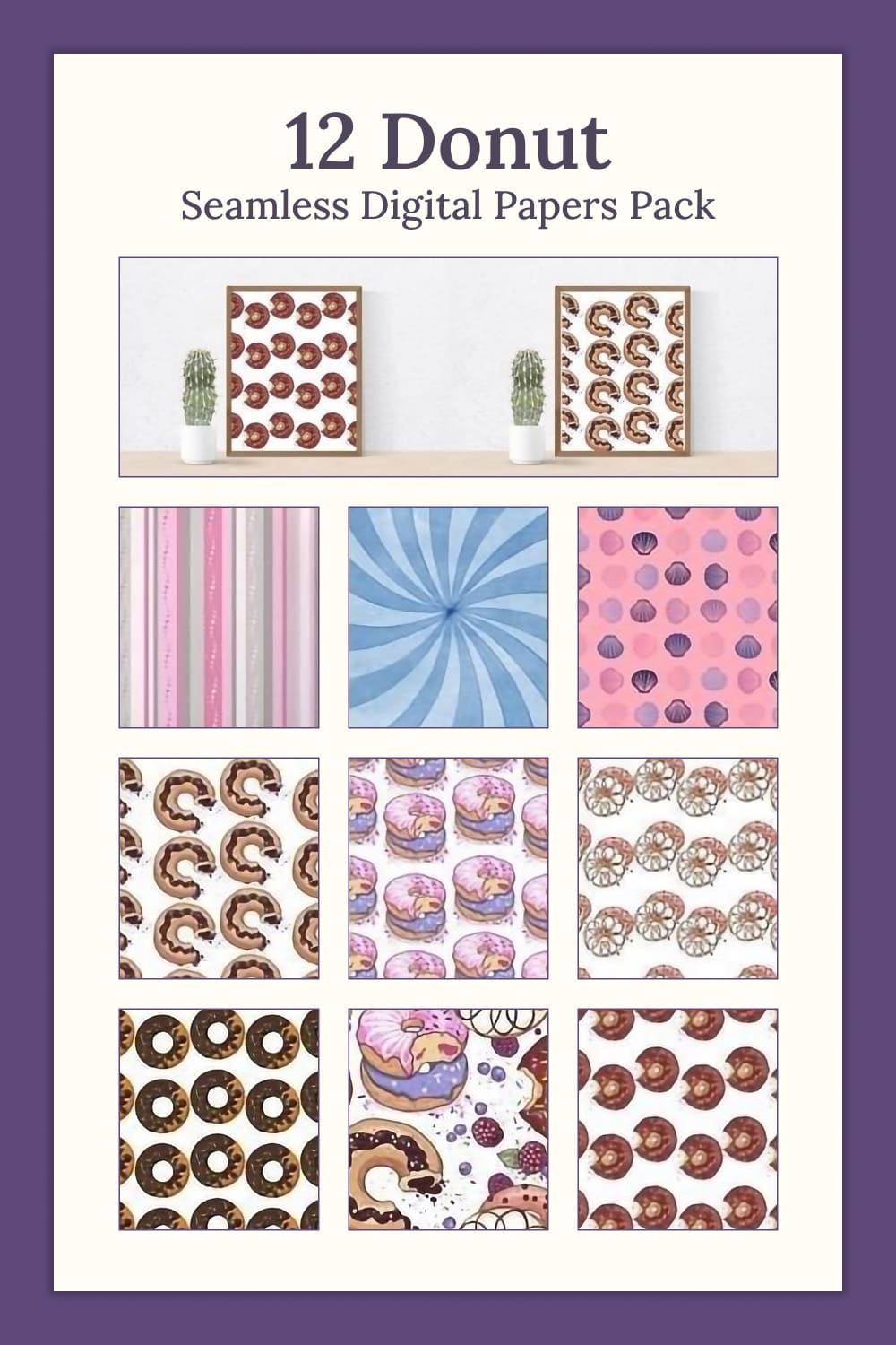 12 Donut Seamless Digital Papers Pack - Pinterest.