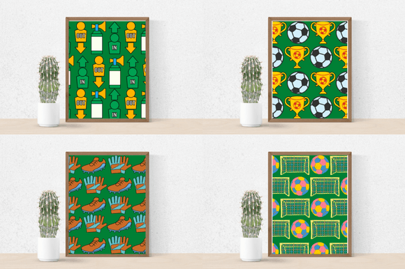 Four bicolor football posters.