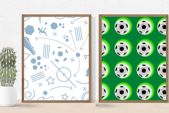 Two posters with the football balls.