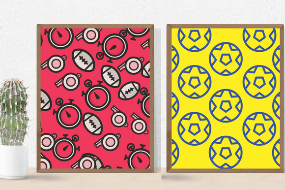 Two so colorful posters with football balls.