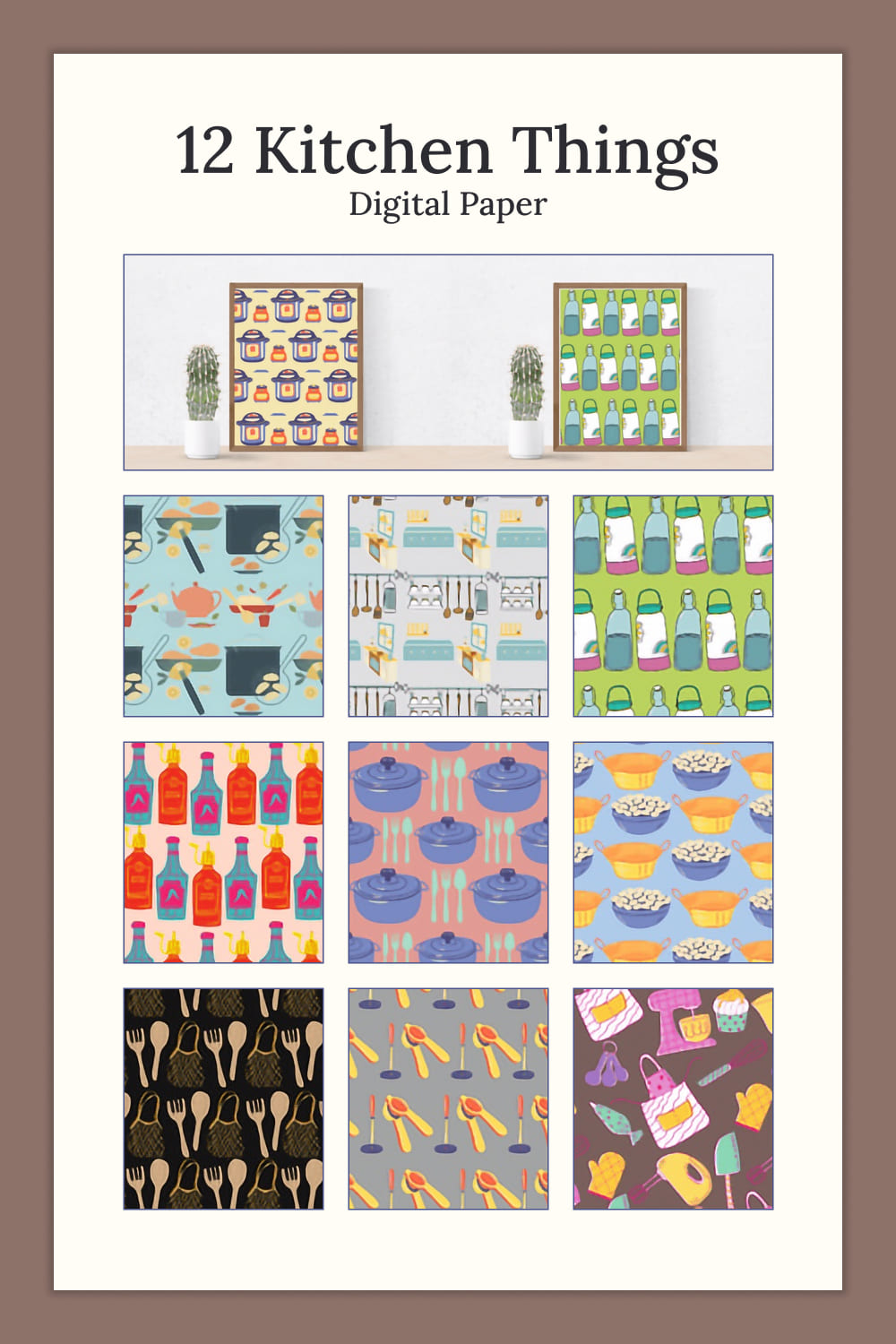 12 Kitchen Things Digital Paper, Cooking - Pinterest.