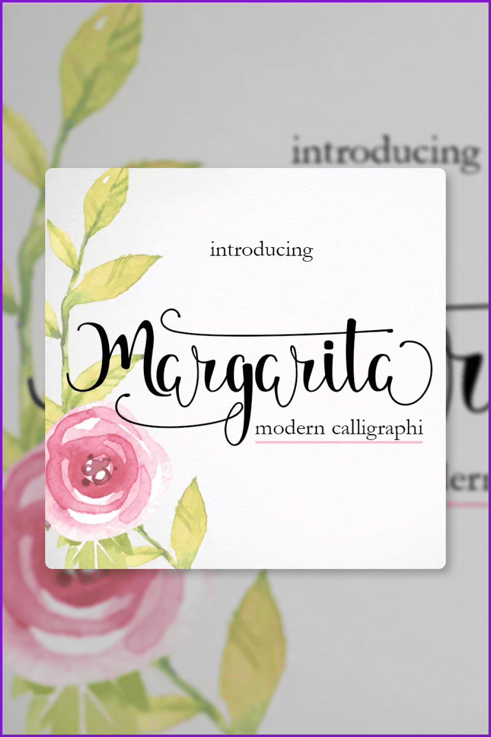 An example of a black font typeface on a cute watercolor flower background.