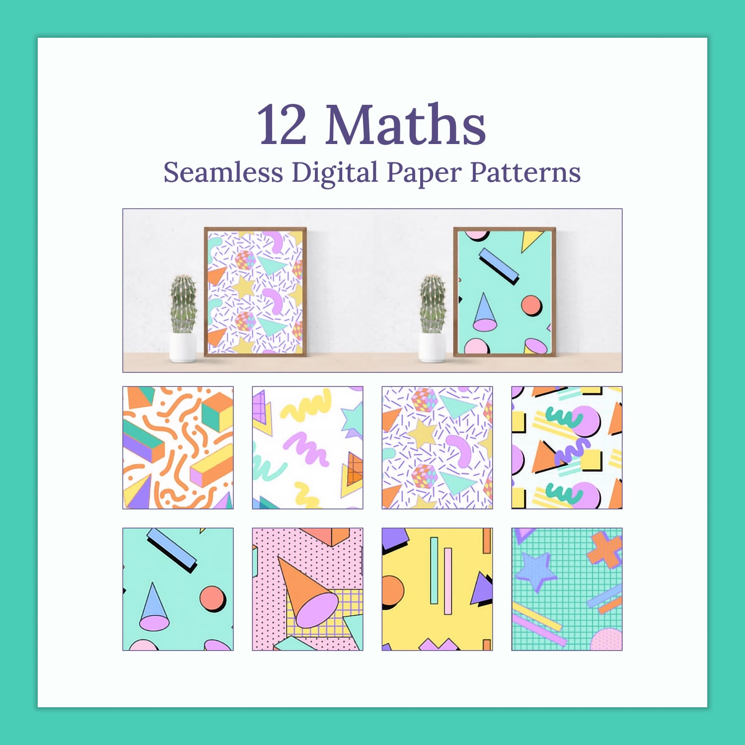 12 Maths Seamless Digital Paper Patterns.
