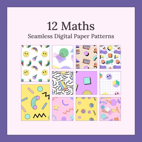 12 Maths Seamless Digital Paper Patterns.