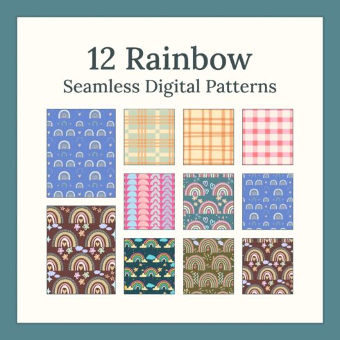 12 Rainbow Seamless Digital Patterns.