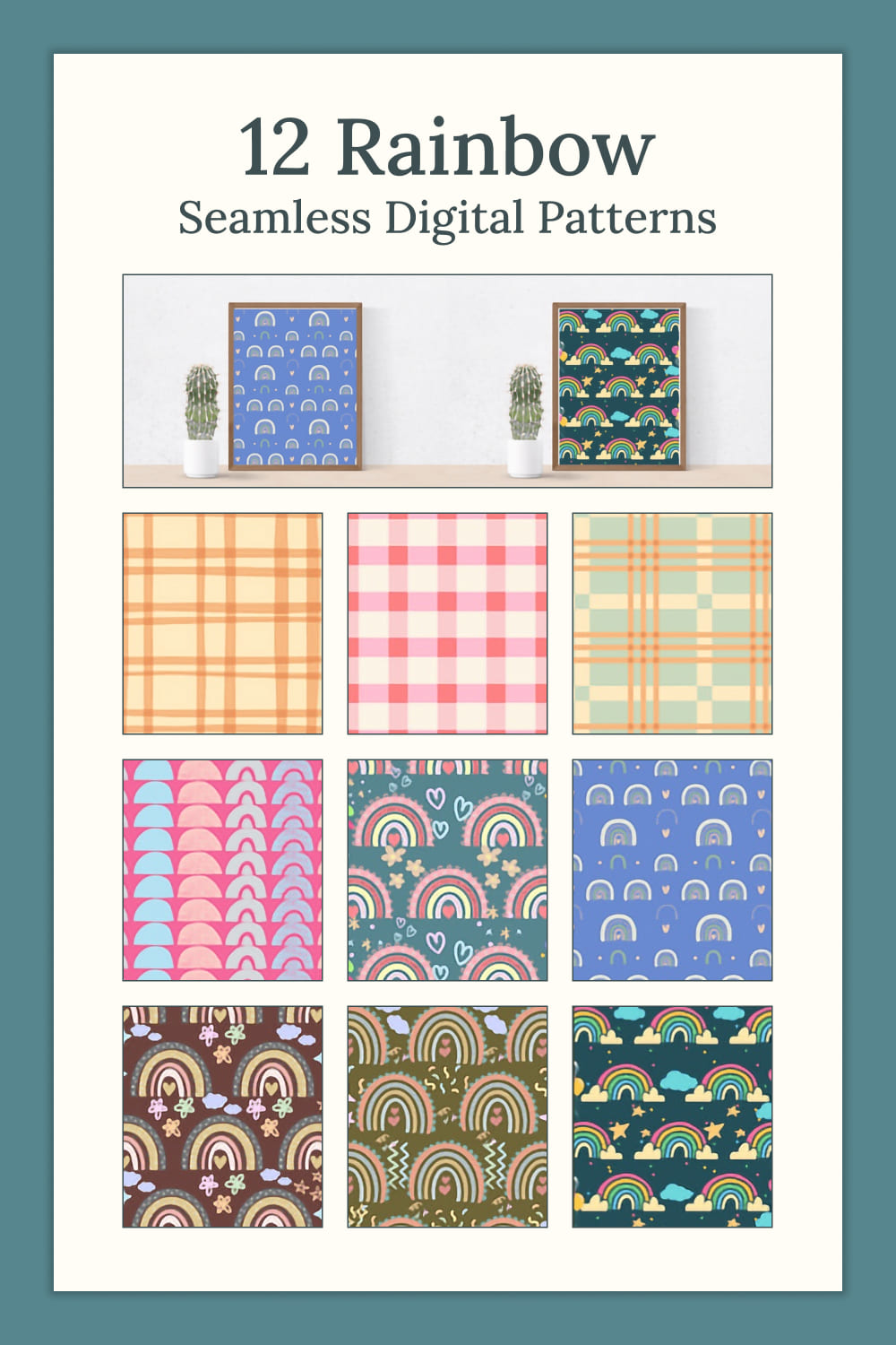 12 Rainbow Seamless Digital Patterns - Pinterest.