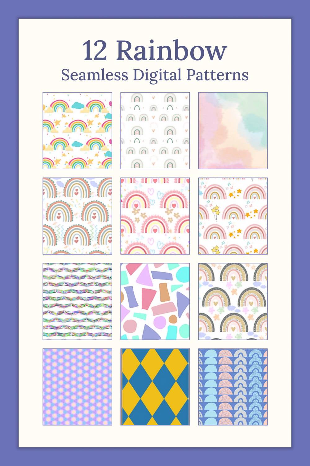 12 Rainbow Seamless Digital Patterns - Pinterest.