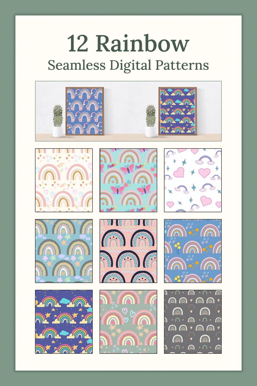 12 Rainbow Seamless Digital Patterns - Pinterest.
