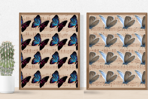 Vintage butterflies on the posters.