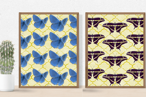 Two vintage posters with the butterflies illustrations.