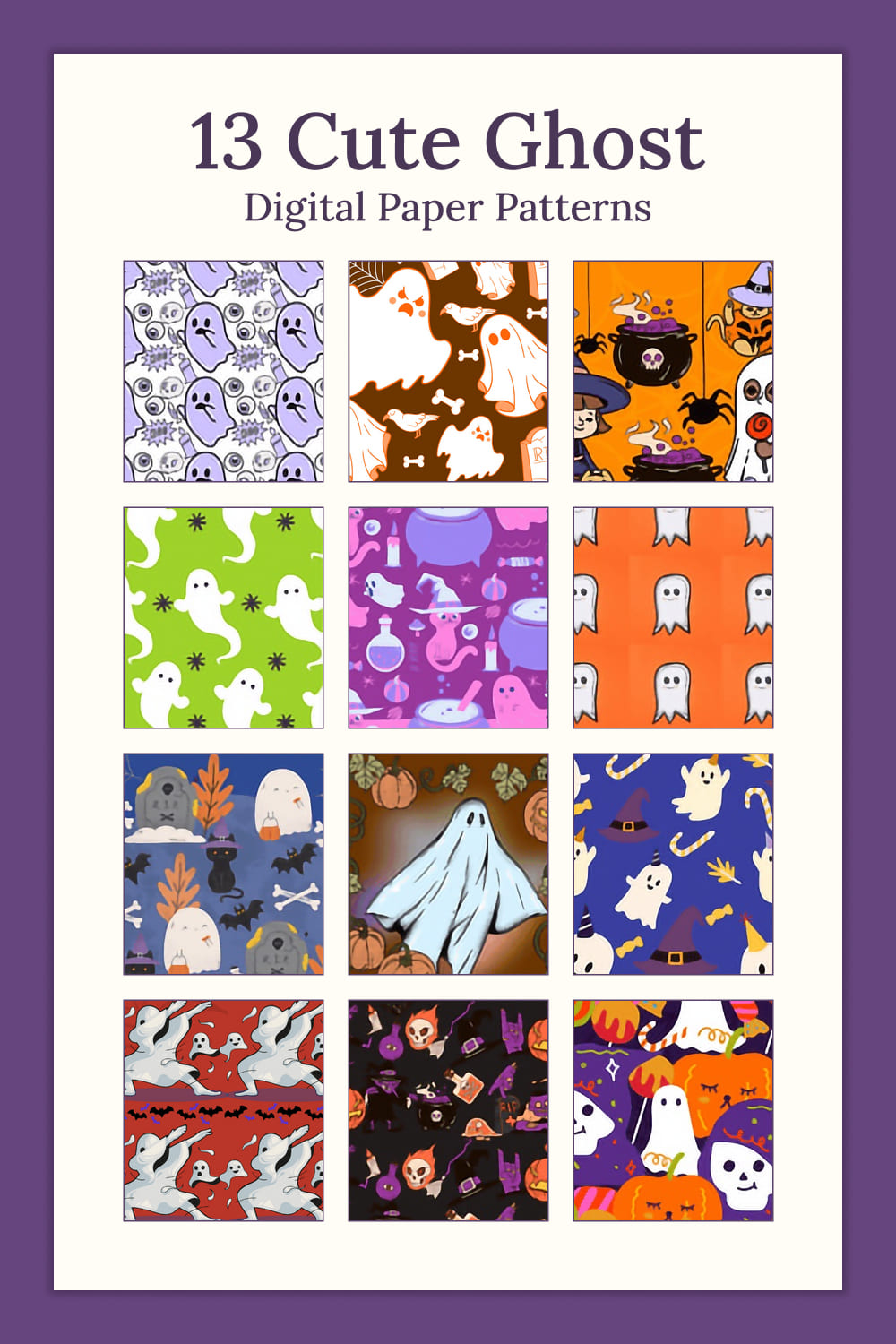13 Cute Ghost Digital Paper Patterns KDP - Pinterest.