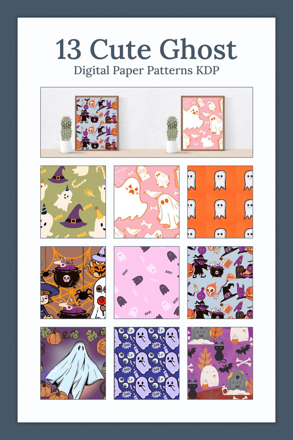 13 Cute Ghost Digital Paper Patterns KDP - Pinterest.