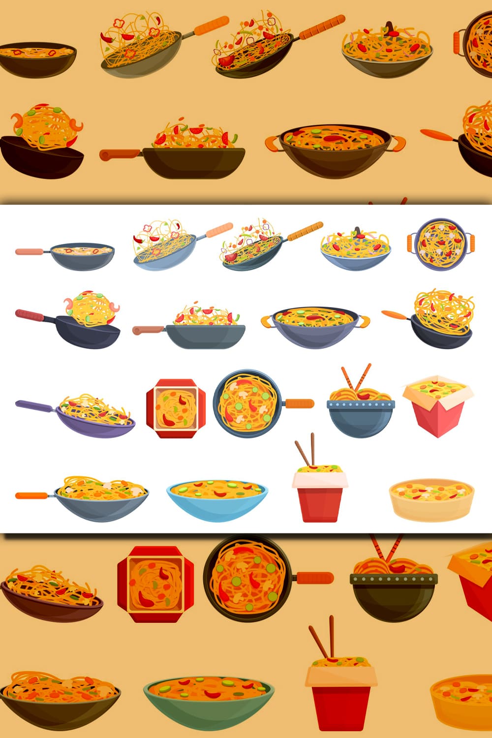1379687 wok menu icons set cartoon style pinterest 1000 1500