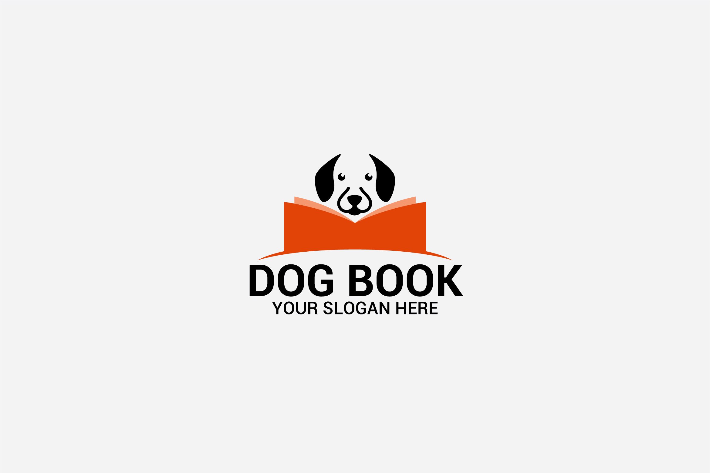 Funny dog with an orange book for logo.