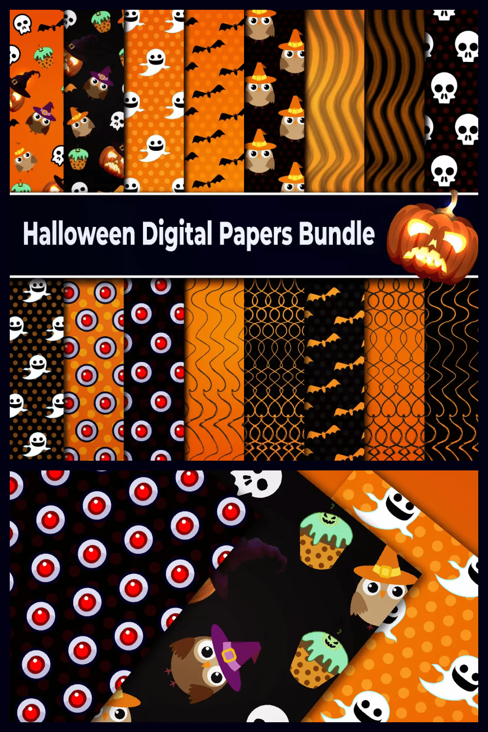 Halloween wrapping paper in black and orange.