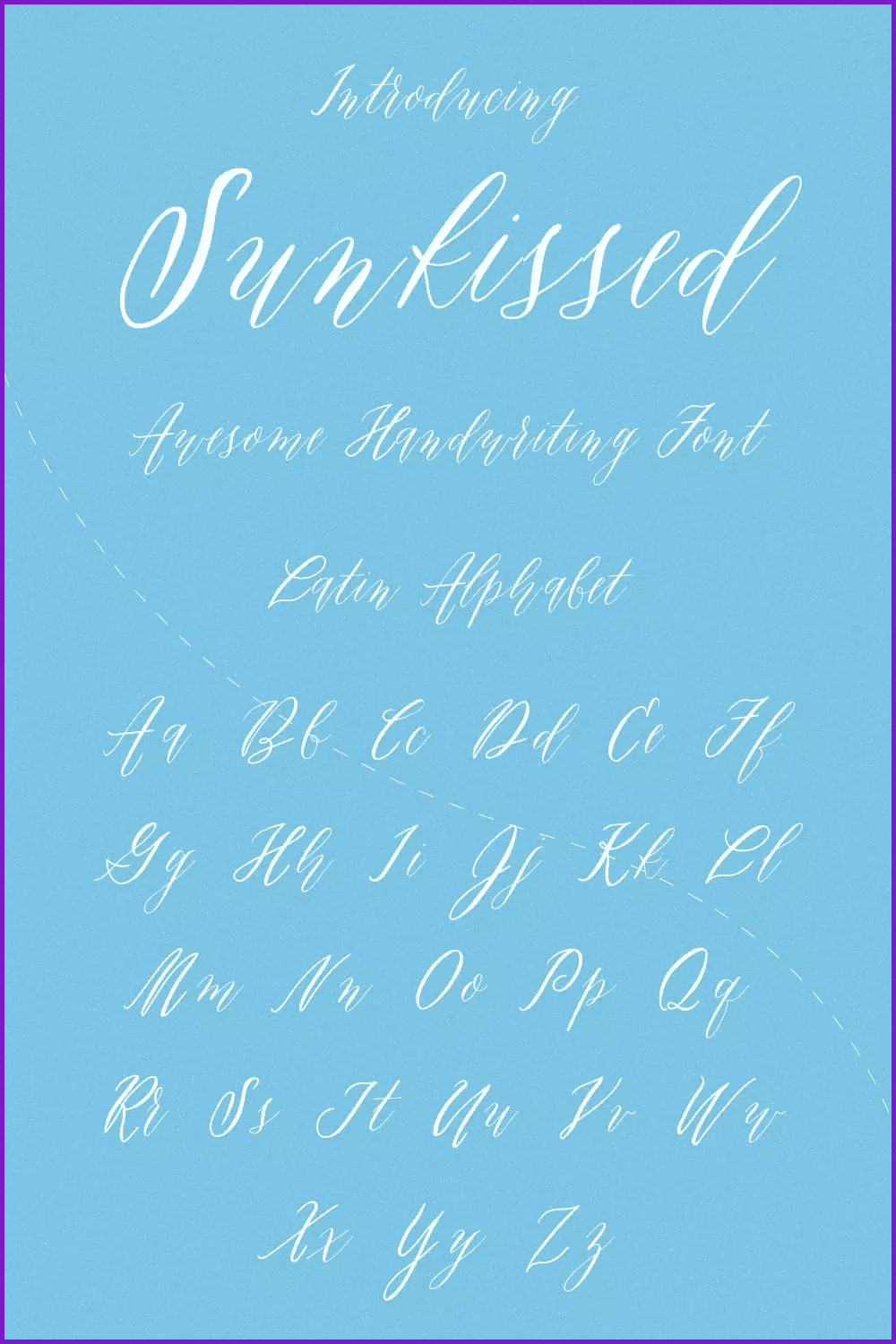 An example of a Sunkissed Awesome Handwriting Font in white on a blue background.