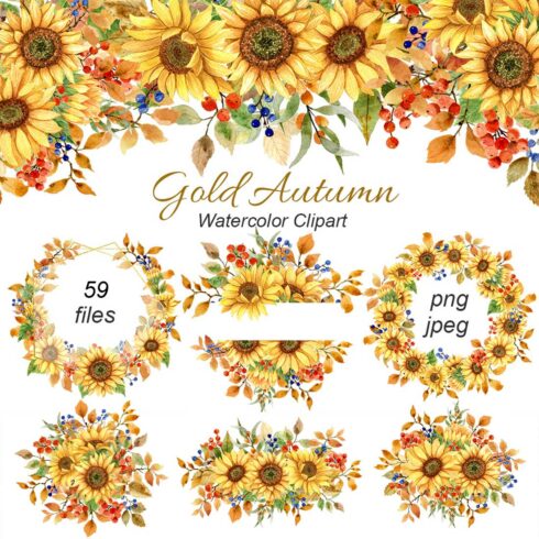 Collection of Bright Watercolor Autumn Clipart cover image.