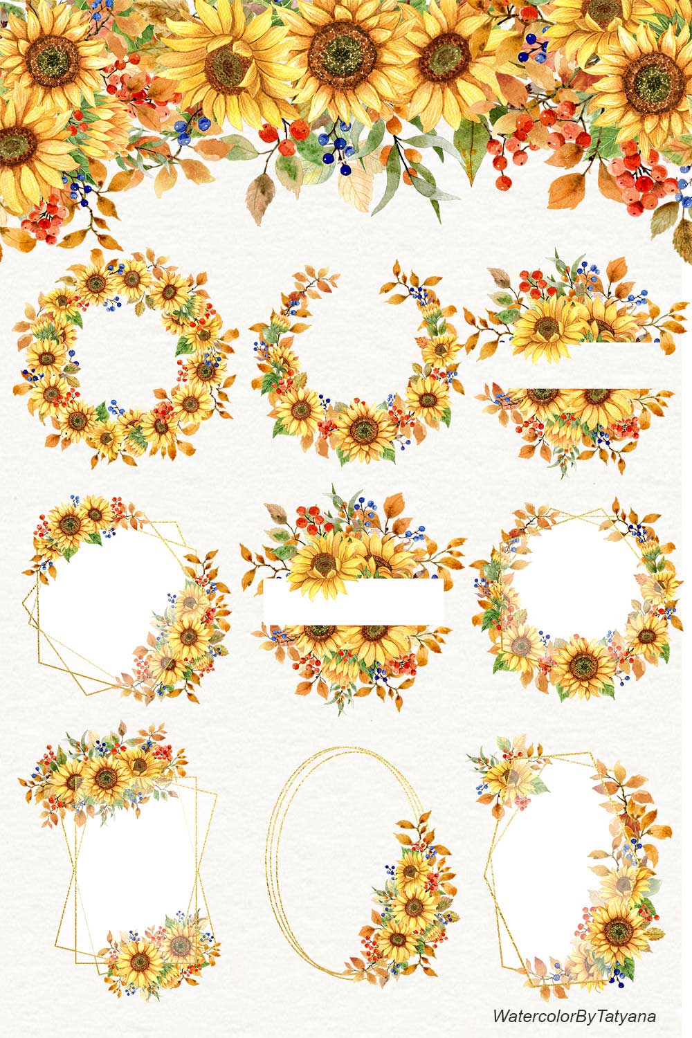 Collection of Bright Watercolor Autumn Clipart pinterest image.