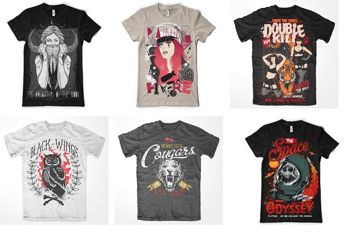 Colorful t-shirts with cool designs.