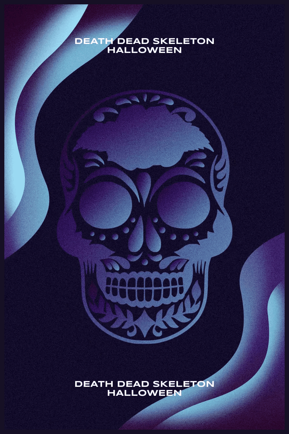 Sketch of a painted skull on a blue background.