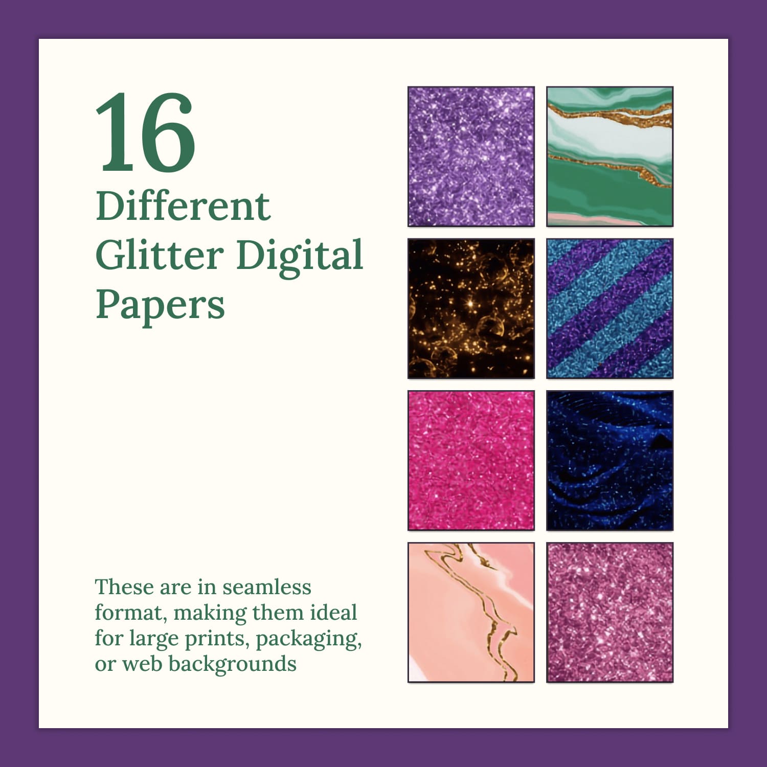 16 Different Glitter Digital Papers.
