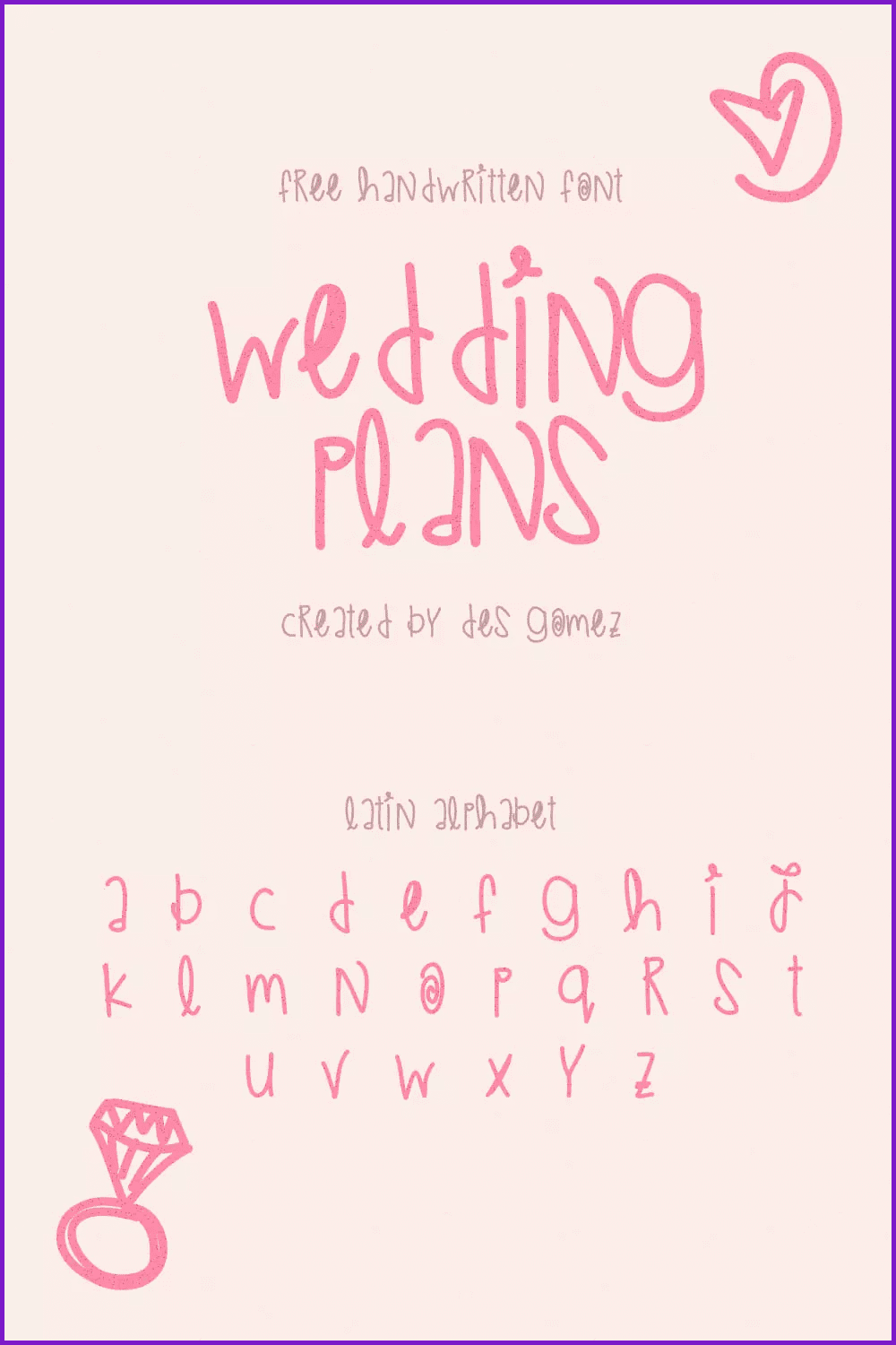Wedding Font examples in pink.