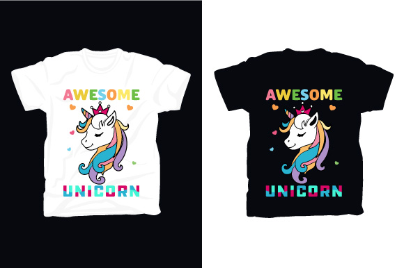 Trendy Kids Unicorn T-shirt Design Bundle Preview image.