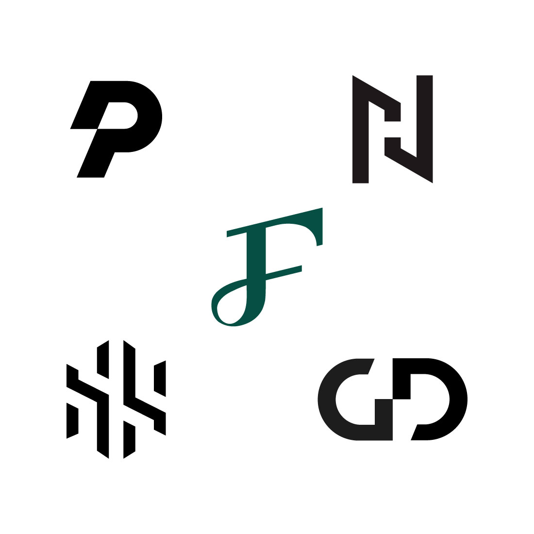 5 Word Mark Design Logos cover image.