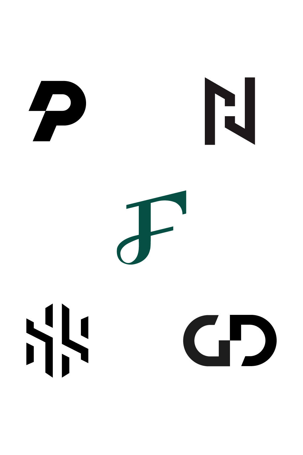 5 Word Mark Design Logos pinterest image.