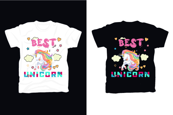 Kids Cute Trendy Unicorn T-shirt Design Bundle Illustration Preview.