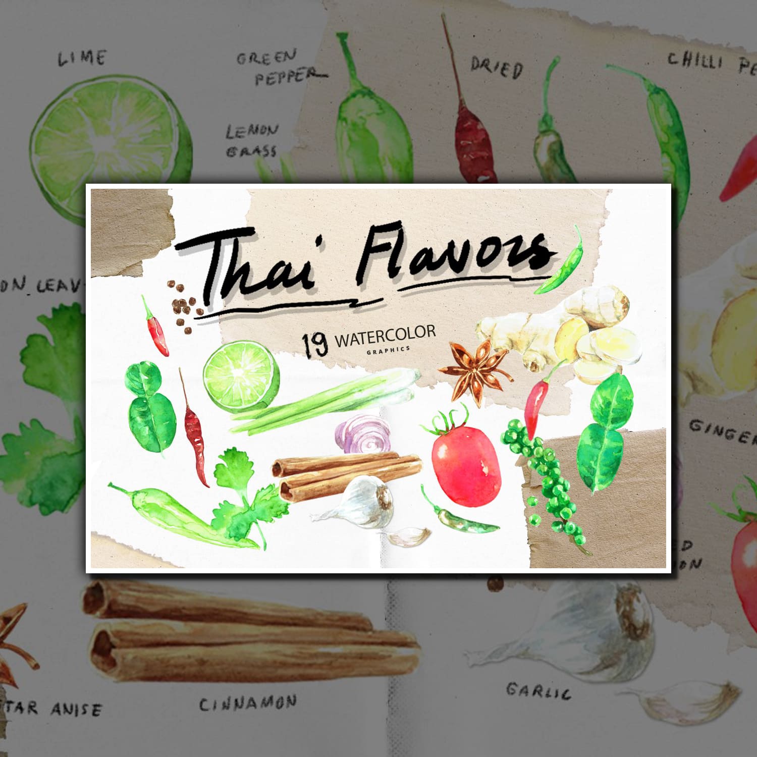 Thai Flavors_ watercolor graphic.