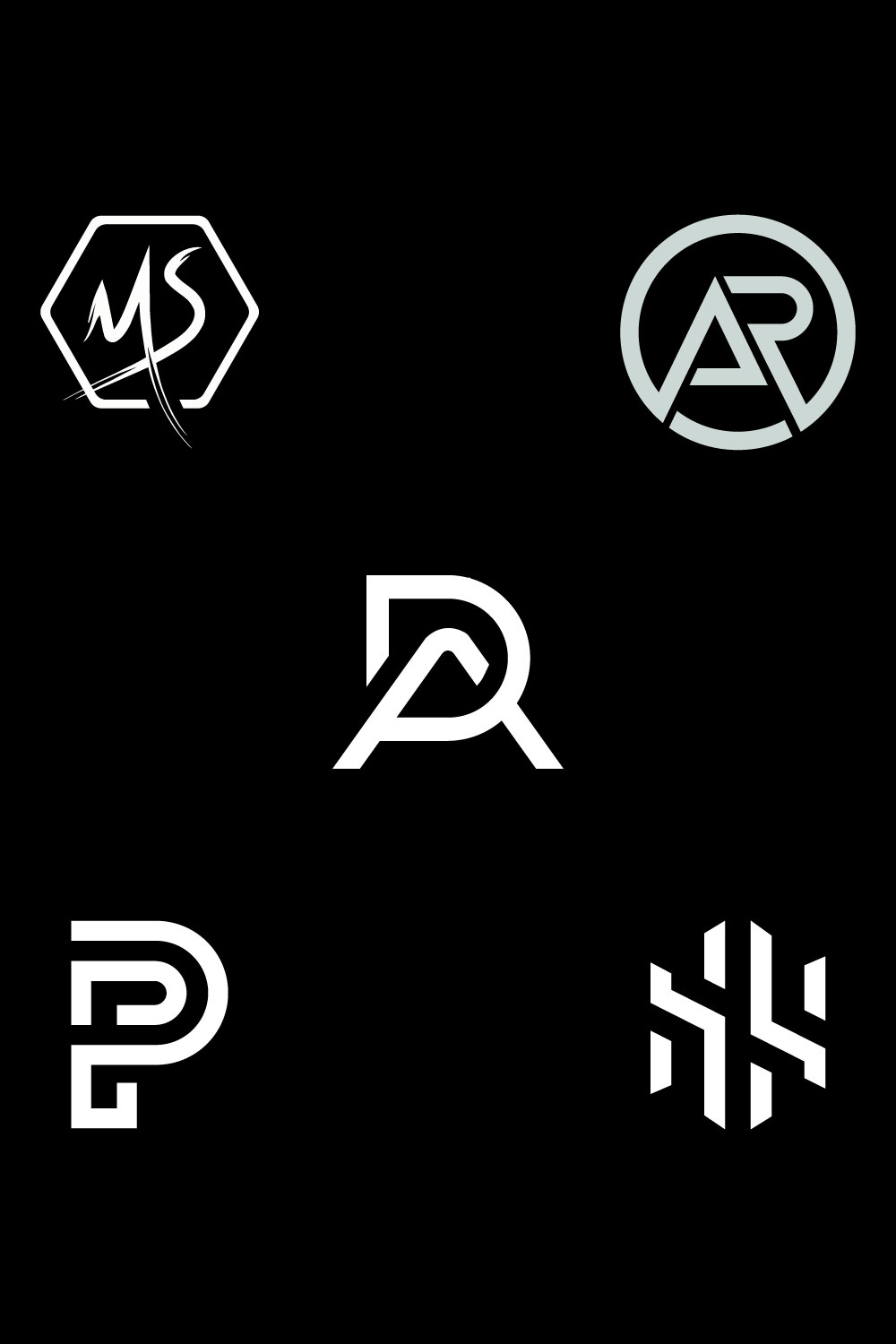 5 Word Mark Logos Design Set pinterest image.