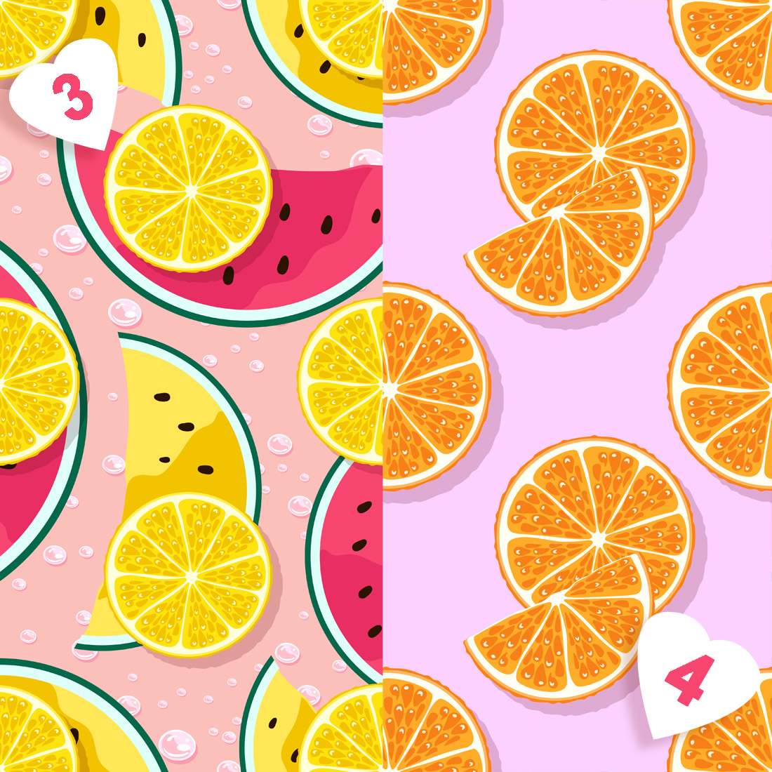 Fruit Citrus and Watermelon Seamless Patterns facebook image.