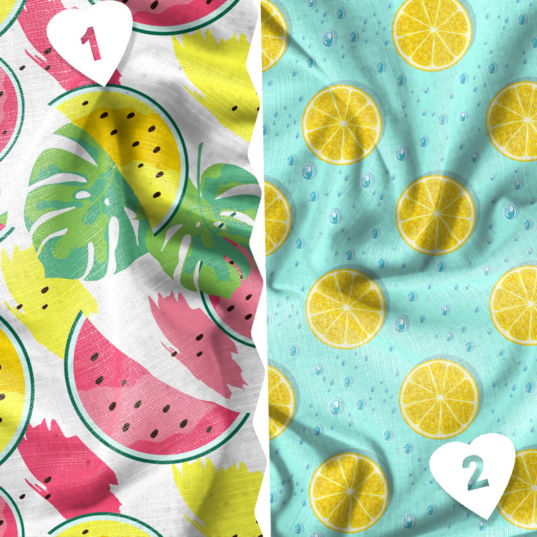 Fruit Citrus and Watermelon Seamless Patterns preview image.