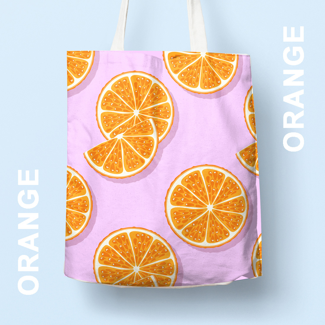 Fruit Citrus and Watermelon Seamless Patterns, orange pattern bag.