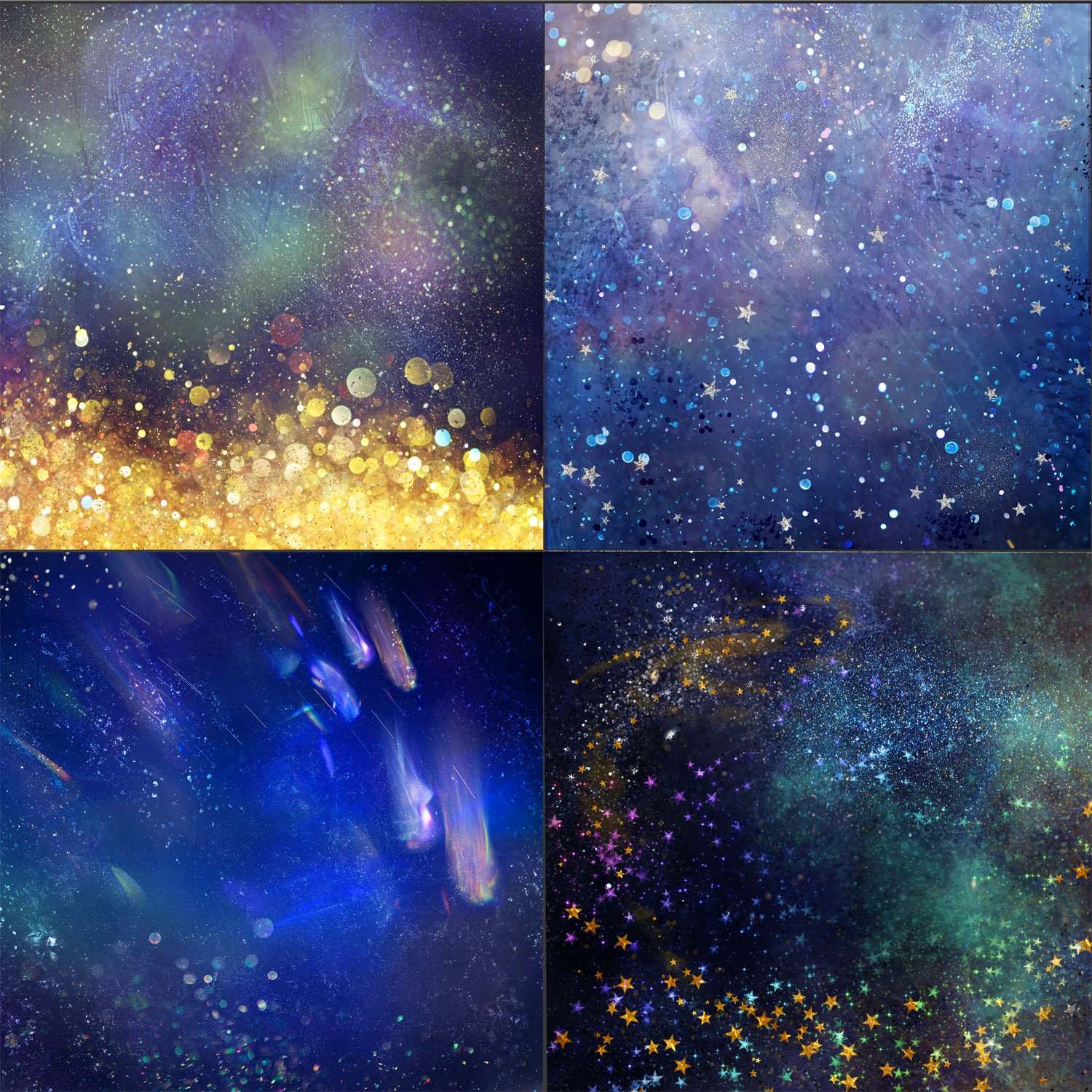 Stylish space textures with glitter.